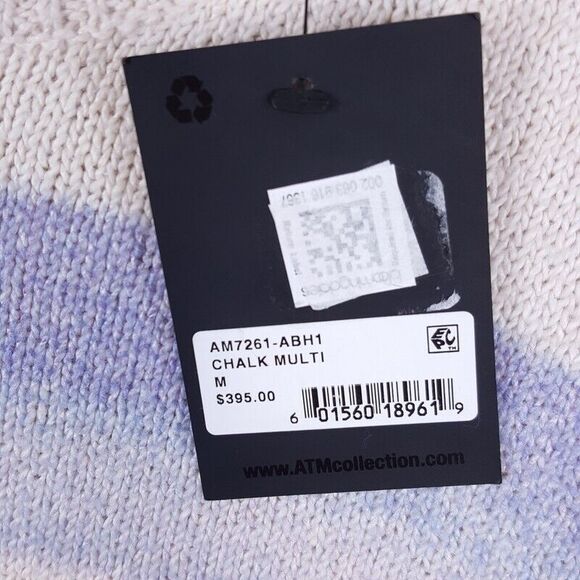 ATM Sweater Mens Medium Cream Painted Stripe Pullover Cotton Blend Knit $395 - Picture 4 of 9